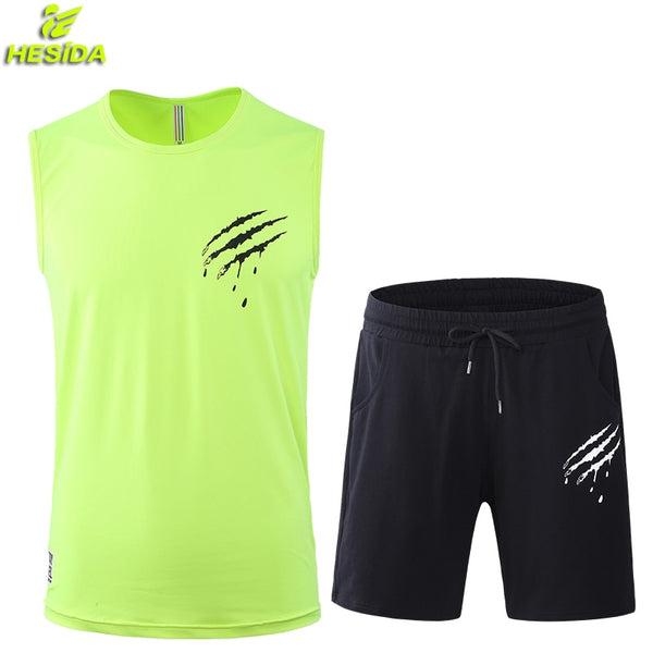 2pcs Running Set Men T Shirt Shorts Tank Top