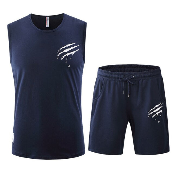 2pcs Running Set Men T Shirt Shorts Tank Top