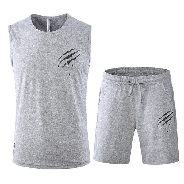 2pcs Running Set Men T Shirt Shorts Tank Top