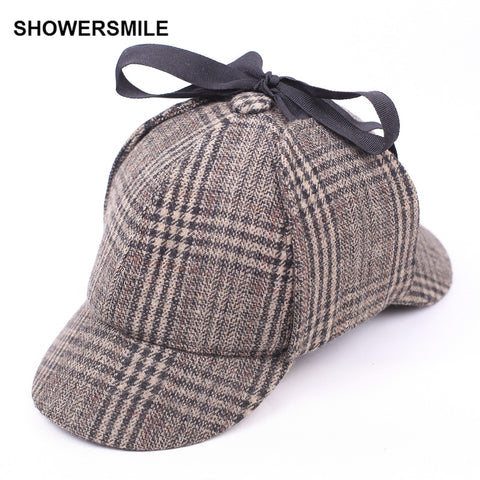 SHOWERSMILE Sherlock Holmes Hat Unisex Winter Wool Berets For Men