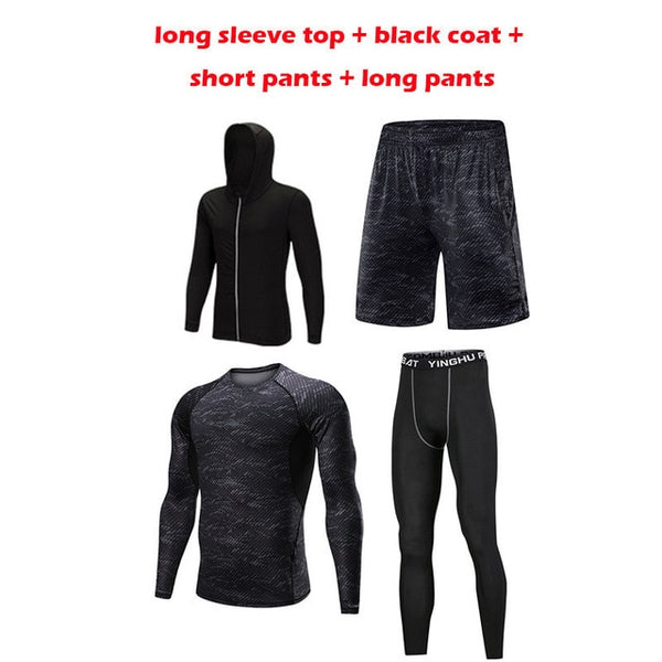 OKUQUBE New Sportswear Men Five Pieces Male Fitness Clothing