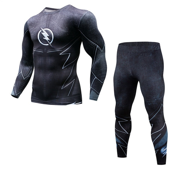 Men's Fitness Running Sets Clothing Superman Tracksuit Set Superman Captain America Sportswear Sets 3D Print Full Compression