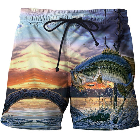 Fish 3 d printing Mens Swim Shorts Surf Wear Board Shorts