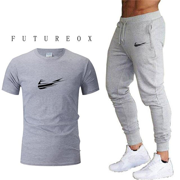 2019 men's sports running suit quick-drying two-piece sportswear