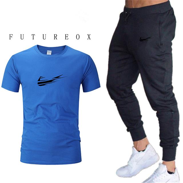 2019 men's sports running suit quick-drying two-piece sportswear