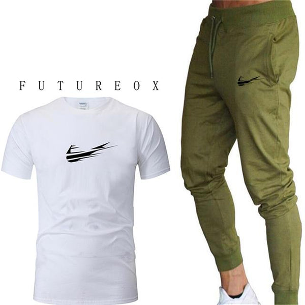 2019 men's sports running suit quick-drying two-piece sportswear