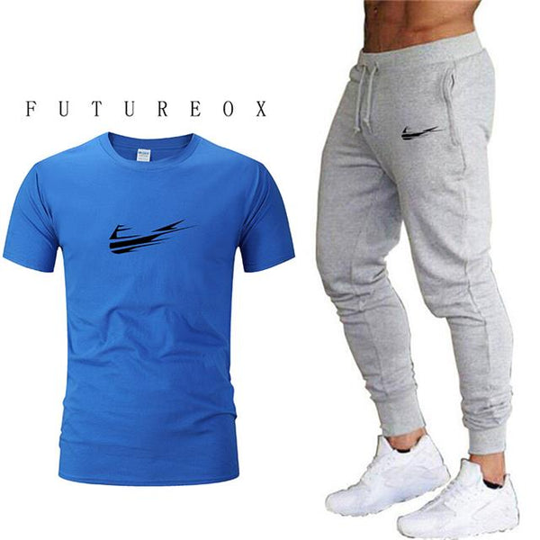 2019 men's sports running suit quick-drying two-piece sportswear