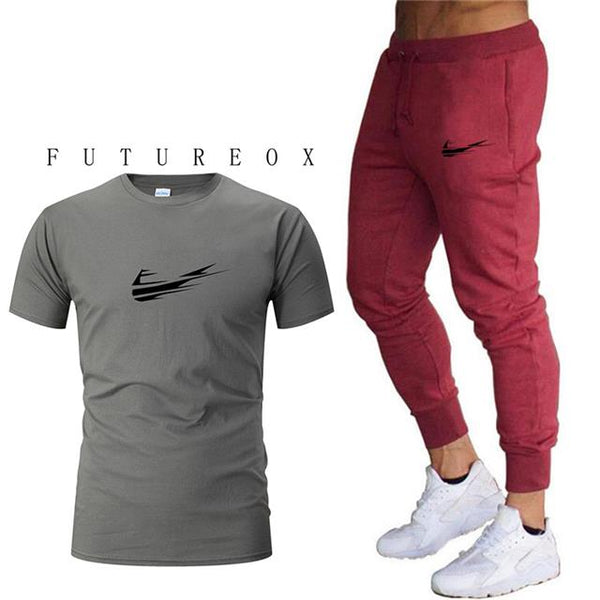 2019 men's sports running suit quick-drying two-piece sportswear