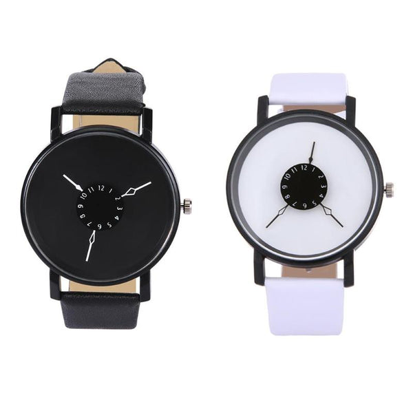 Fashion Creative Unisex Women Men Wristwatches PU Strap Analog Couple Quartz Watches